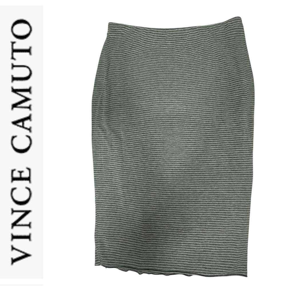 Vince Camuto Gray/White Stripe Pencil Midi Skirt xs